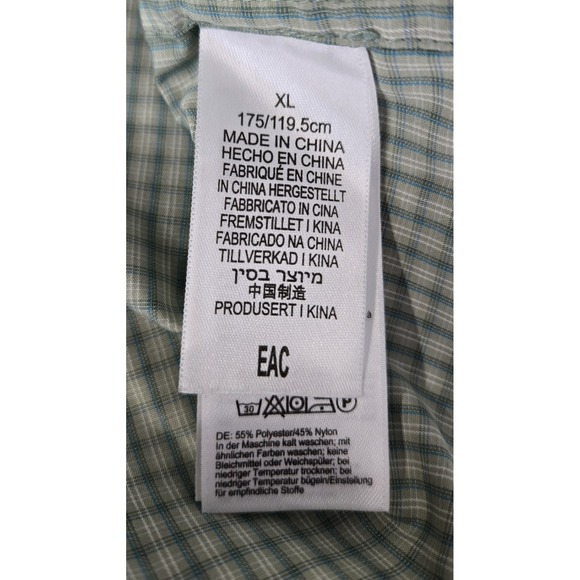 ExOfficio Shirt Mens XL Green Gingham Check Botton Up Vented Hiking Outdoor - Picture 8 of 10